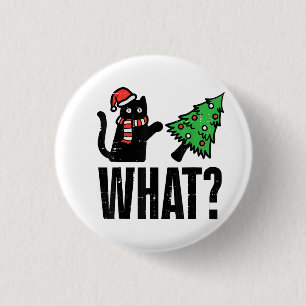 Badge Rond 2,50 Cm Noël Chat Tipping Xmas Tree Drôle
