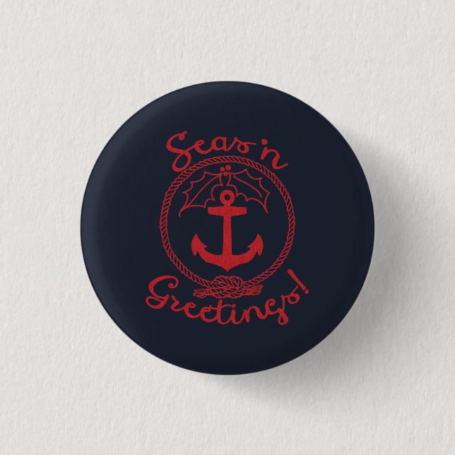 Badge Rond 2,50 Cm Noël nautique | Seas 'n Salutations (Devant)