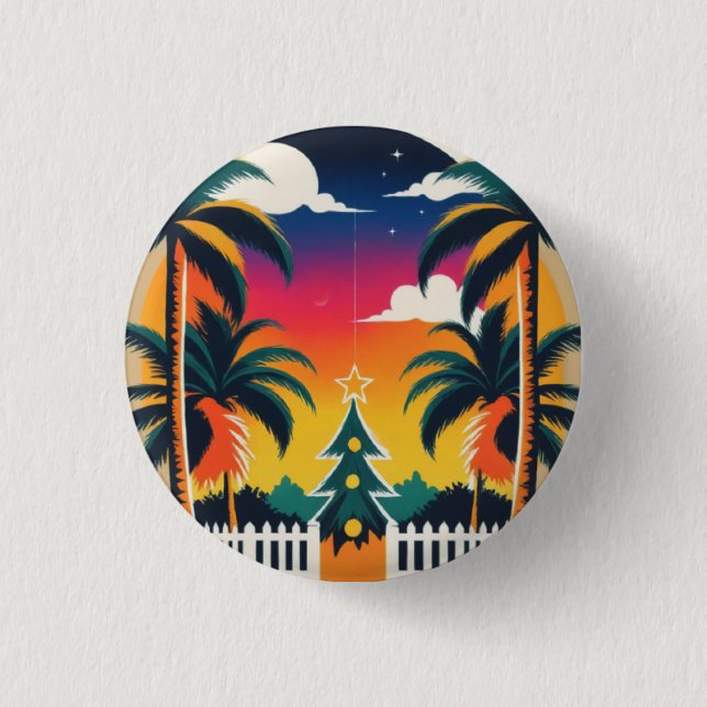 Badge Rond 2,50 Cm Noël tropical (Devant)