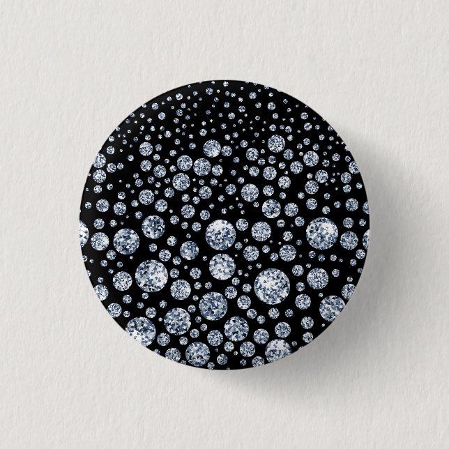 Badge Rond 2,50 Cm Noir cristal argenté (Devant)