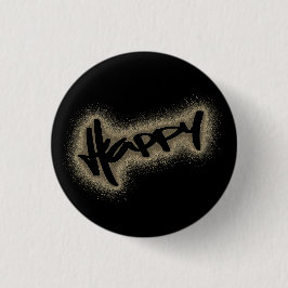 BADGE ROND 2,50 CM NOIR GLOWING HAPPY GRAFFITI