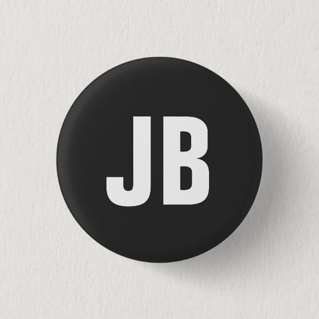 Badge Rond 2,50 Cm Noir sobre simple et tendance initiales monogramme (Devant)