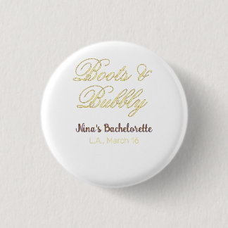 Badge Rond 2,50 Cm Nom de fête de bachelorette Boots & Bubble jaune o