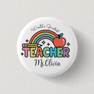 Badge Rond 2,50 Cm Nom de l'enseignant personnalisé Meilleur profes