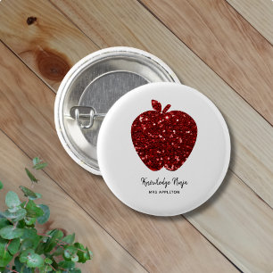 Badge Rond 2,50 Cm Nom de l'enseignant personnalisé Parties scintilla