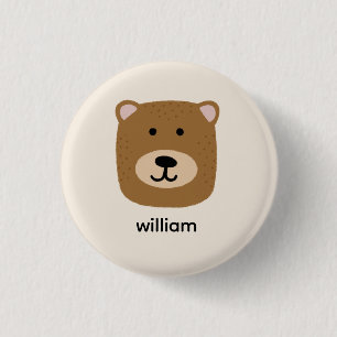 Badge Rond 2,50 Cm Nom de l'ours Brown