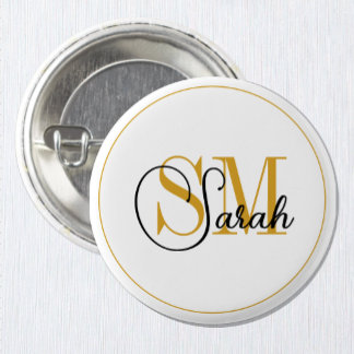Badge Rond 2,50 Cm Nom monogrammé et signature élégante