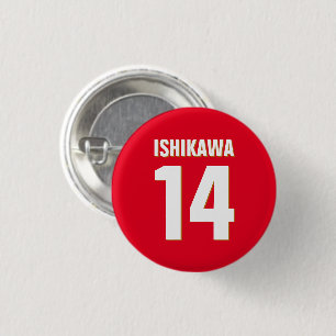 Badge Rond 2,50 Cm Nom, numéro, couleurs personnalisés. Rouge pour le