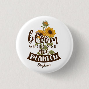 Badge Rond 2,50 Cm Nom personnalisé de la fleur où vous avez plant