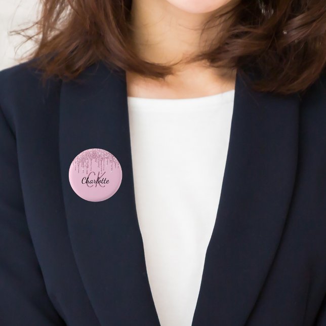 Badge Rond 2,50 Cm Nom personnalisé en lettres majuscules avec goutte (Créateur téléchargé)