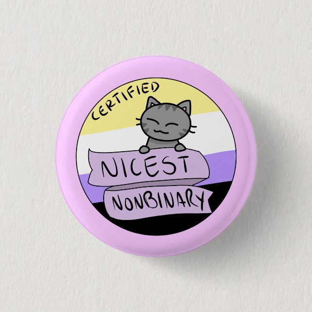 Badge Rond 2,50 Cm Nonbinary le plus gentil (Devant)