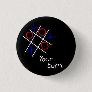 Badge Rond 2,50 Cm Noumétés et croix (Tic-tac-toe)