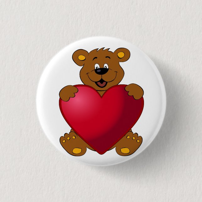 Badge Rond 2,50 Cm Nounours heureux avec dessin animé (Devant)