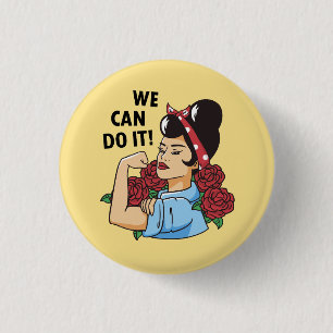 Badge Rond 2,50 Cm Nous Pouvons Le Faire Rockabilly Rosie Feminist