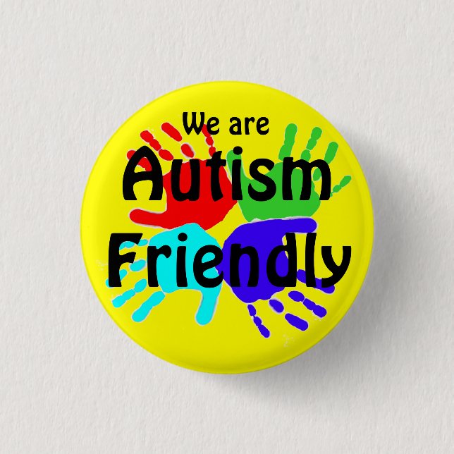 Badge Rond 2,50 Cm Nous sommes amicaux envers l'autisme (Devant)
