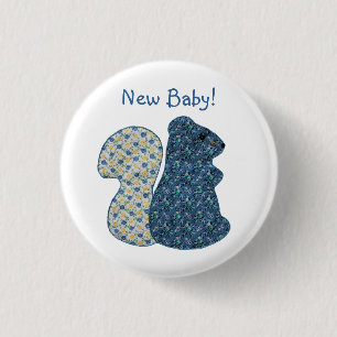 Badge Rond 2,50 Cm Nouveau bébé d'écureuil bleu mignon de style