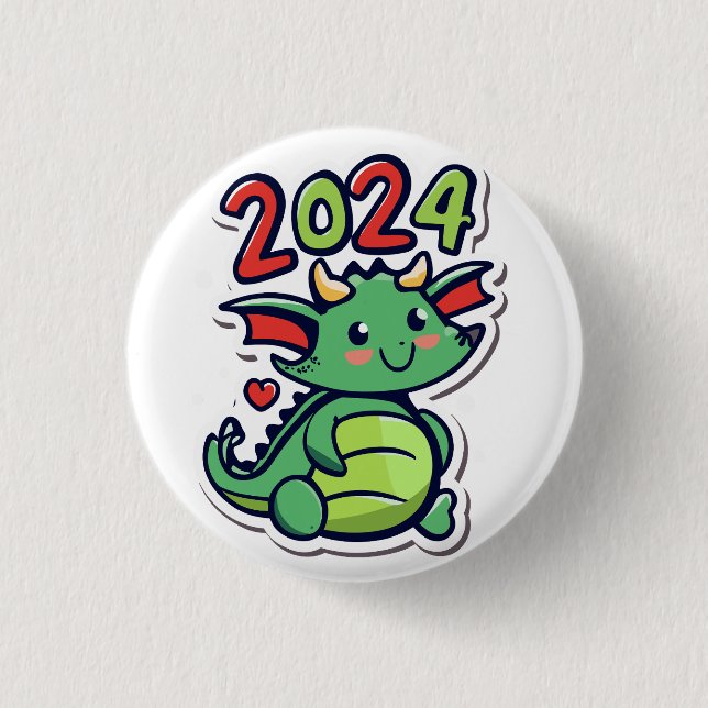 Badge Rond 2,50 Cm Nouvel An Chinois Du Dragon (Devant)