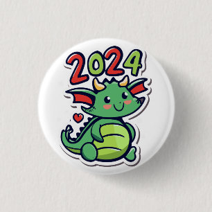 Badge Rond 2,50 Cm Nouvel An Chinois Du Dragon