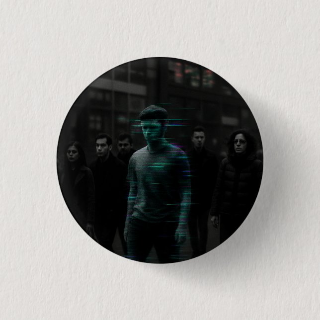 Badge Rond 2,50 Cm NPC Hunt - Cible Glitch Capturé (Devant)