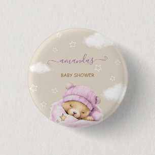 Badge Rond 2,50 Cm Nuage d'ours bébé fille douche 