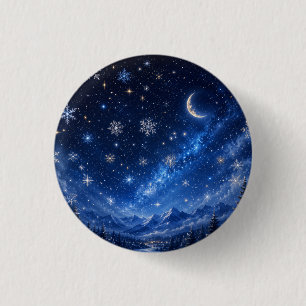 BADGE ROND 2,50 CM NUIT ÉTOILÉE BLEUE ÉPINGLE CÉLESTE PERSONNALISÉE