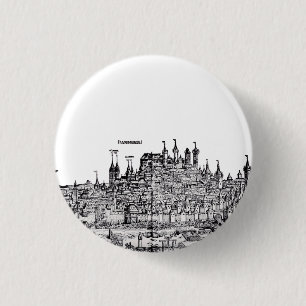 Badge Rond 2,50 Cm Nuremberg ville médiévale en Allemagne