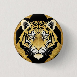 Badge Rond 2,50 Cm Oeuvre dorée de tigres