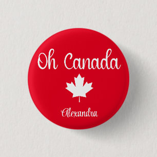 Badge Rond 2,50 Cm Oh Canada Elégante feuille d'érable
