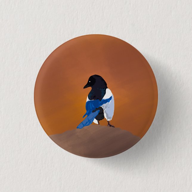 Badge Rond 2,50 Cm Oiseau noir de pie (Devant)