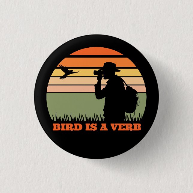 Badge Rond 2,50 Cm Oiseau Observation d'oiseaux Retro Sunset Funny (Devant)