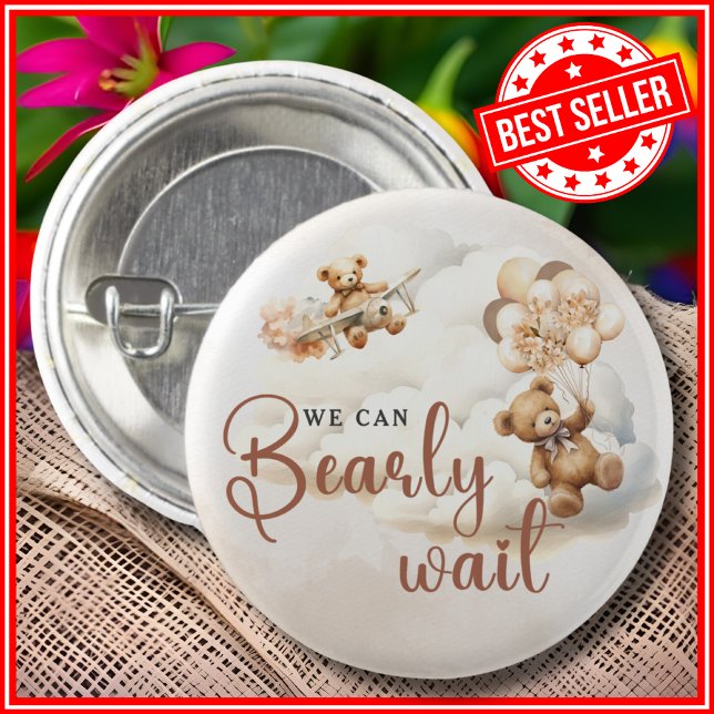 Badge Rond 2,50 Cm On peut attendre le Baby shower NEUTRE GENRE (Créateur téléchargé)