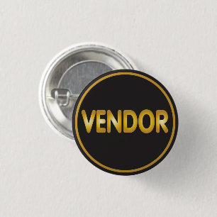 Badge Rond 2,50 Cm Or de bouton de vendeur sur le noir