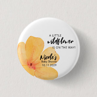 Badge Rond 2,50 Cm Orange Little Wildflower On the Way Baby Shower