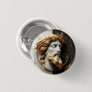 Badge Rond 2,50 Cm Ornement Divin Jésus regardant dans les cieux