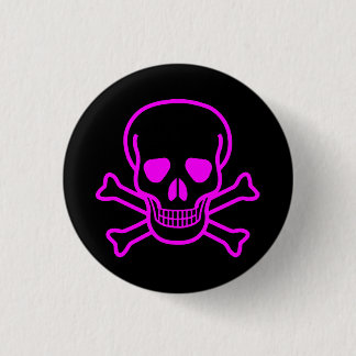 BADGE ROND 2,50 CM OS CROISÉS GOTHIQUES DE CRÂNE