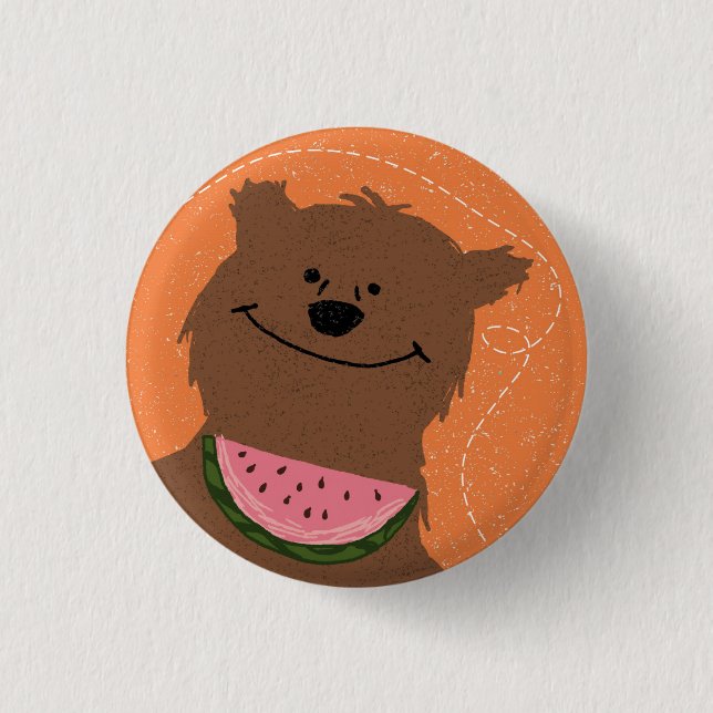 Badge Rond 2,50 Cm Ours avec pastèque (Devant)