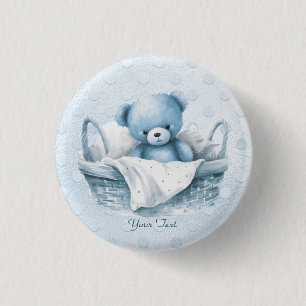 Badge Rond 2,50 Cm Ours bleu Teddy dans le bouton Panier