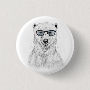 Badge Rond 2,50 Cm Ours de geek (bleu)