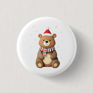 Badge Rond 2,50 Cm Ours de Noël