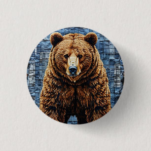Badge Rond 2,50 Cm Ours grizzli