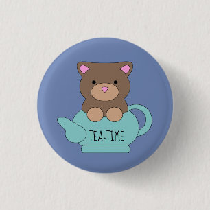 Badge Rond 2,50 Cm Ours mignon en bleu pour de jolies parties de théi