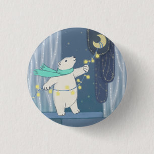 Badge Rond 2,50 Cm Ours polaire et lune