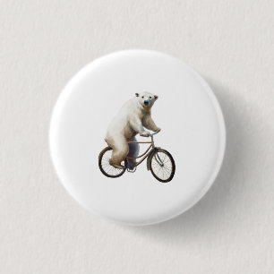 Badge Rond 2,50 Cm Ours Polaire Sur Vélo