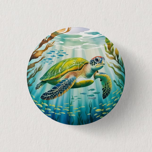Badge Rond 2,50 Cm Painted Turtle (Devant)