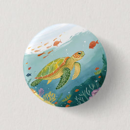 Badge Rond 2,50 Cm Painting Turtle