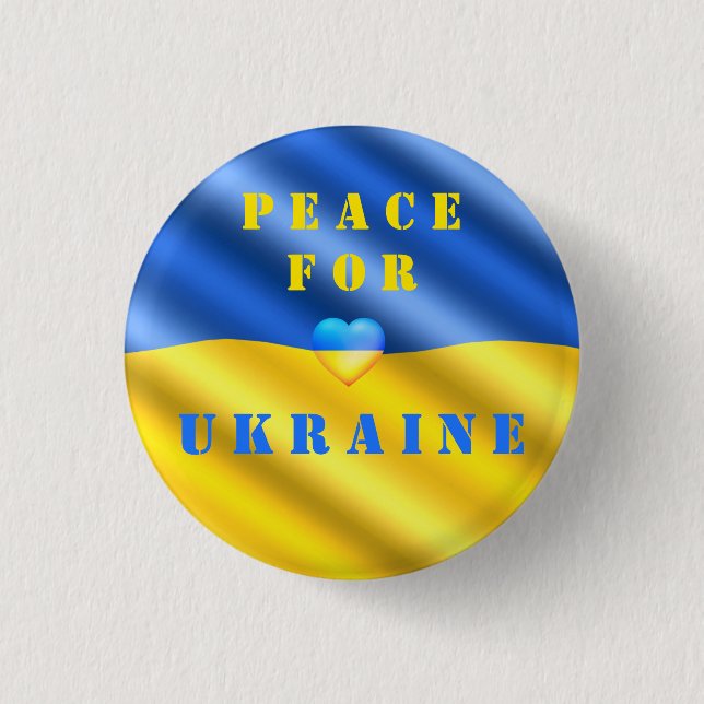 Badge Rond 2,50 Cm Paix pour l'Ukraine - Bouton Drapeau - Soutien à l (Devant)