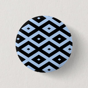 Badge Rond 2,50 Cm Pale blue and black diamond pattern