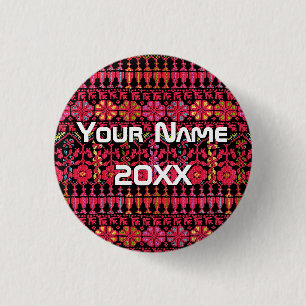 Badge Rond 2,50 Cm Palestinian Embroidery Tatreez printed Design