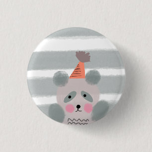 Badge Rond 2,50 Cm Panda Anniversaire Aquarelle Mignon