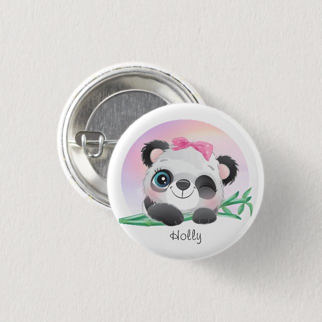 Badge Rond 2,50 Cm Panda Bamboo, un animal mignon (Devant & derrière)